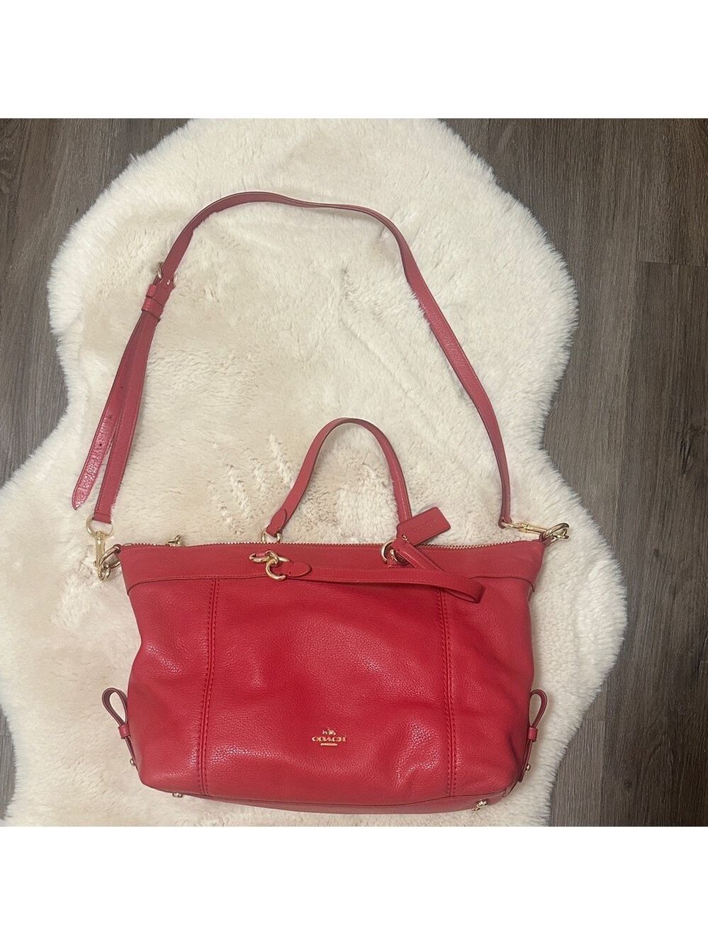 Coach Red Leather Shoulder Bag